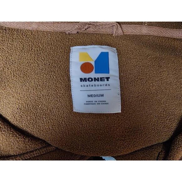 Monet Skateboards Soft Hoodie Jacket Adults Size Medium Brown Full Zip Everyday - Picture 8 of 8